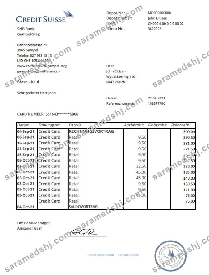 Switzerland Credit Suisse excel pdf